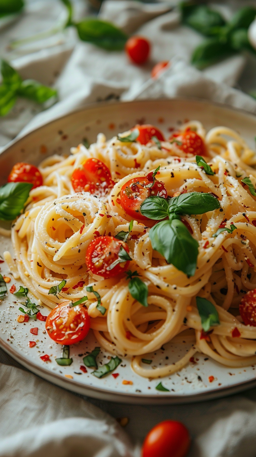 Aesthetic Pasta Stock Photo β AI-Generated High-Quality Food Image for Content Creators, TikTok, Pinterest, Blog & Recipe Use