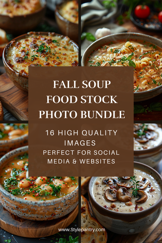 16 Fall Soup Stock Photos | Cozy Autumn Food Photography Bundle | Rustic Seasonal Stock Images