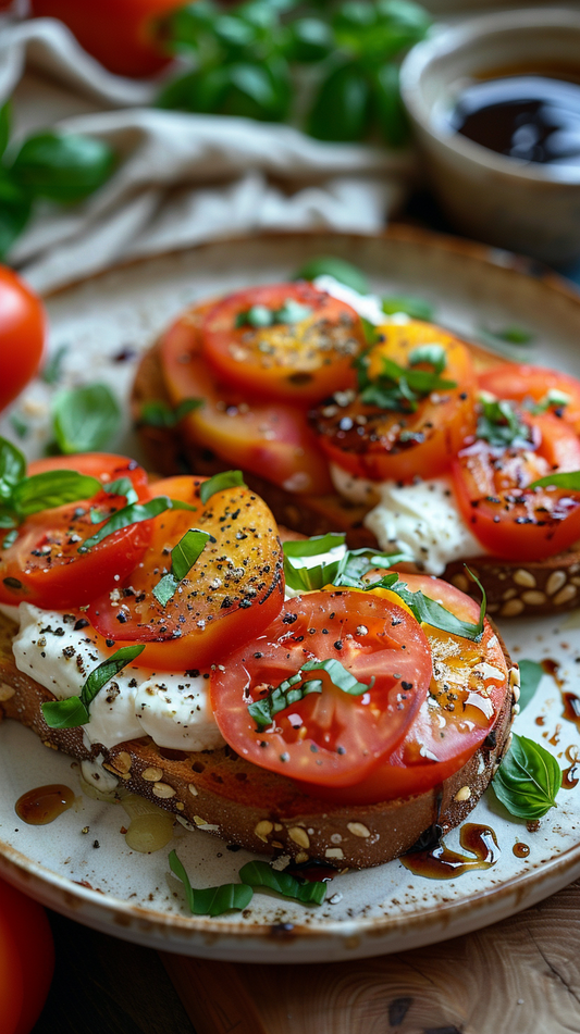 Peach, tomato toast, stock photos for creators