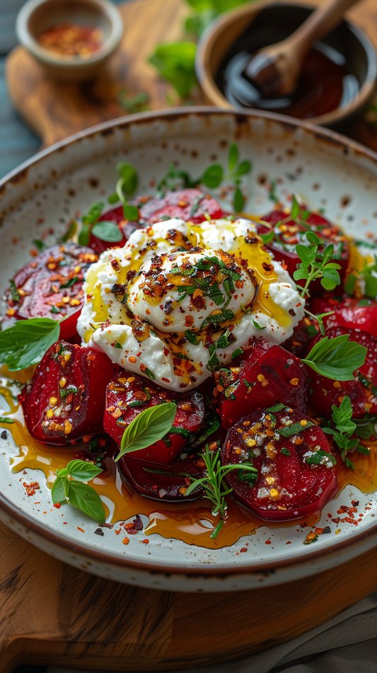 Aesthetic Beet salad Stock Photo – AI-Generated High-Quality Food Image for Content Creators, TikTok, Pinterest, Blog & Recipe Use