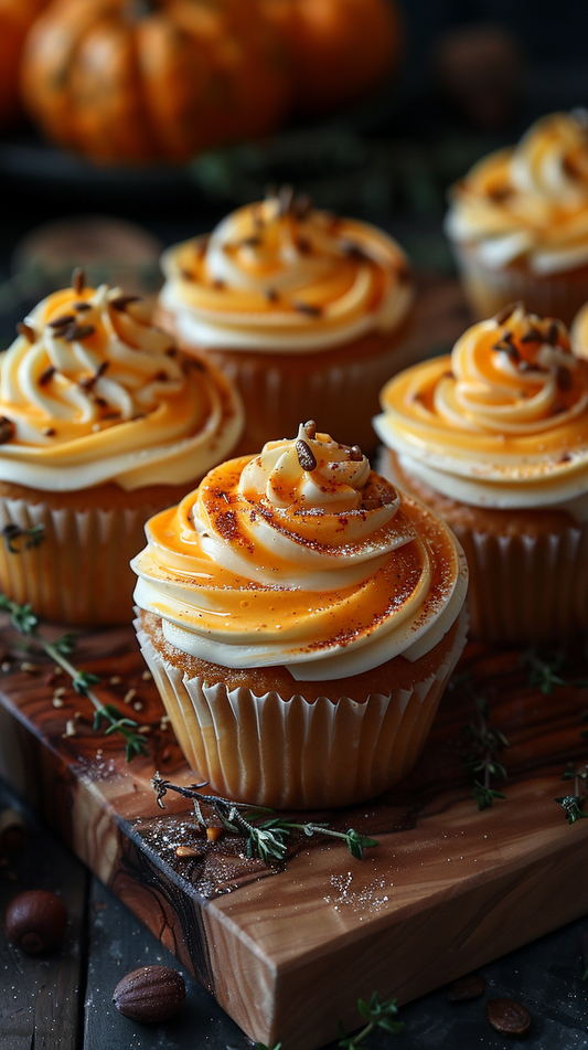 Cupcakes with frosting on board stock photos for creators