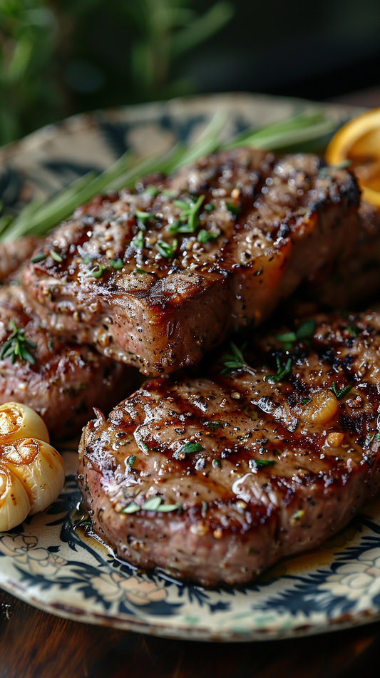 Grilled meat steaks stock photo
